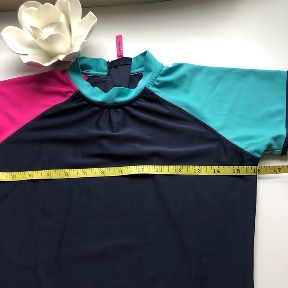 Eddie Bauer Girls Colorblock Short Sleeves Rash Guard Swim Top Size L(14-16) - Picture 10 of 13